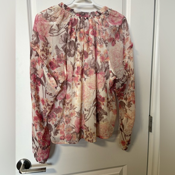Floral Frilled Neck Blouse, item 3010336-1219, size L NWT - Picture 3 of 12